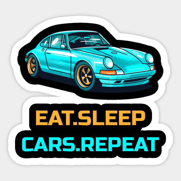 Eat Sleep Cars Repeat Porsche 911 Gulf Car Sticker by Carsncoolstuff